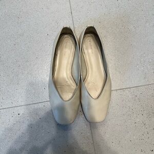 Reformation Cream Leather Ballet Flats